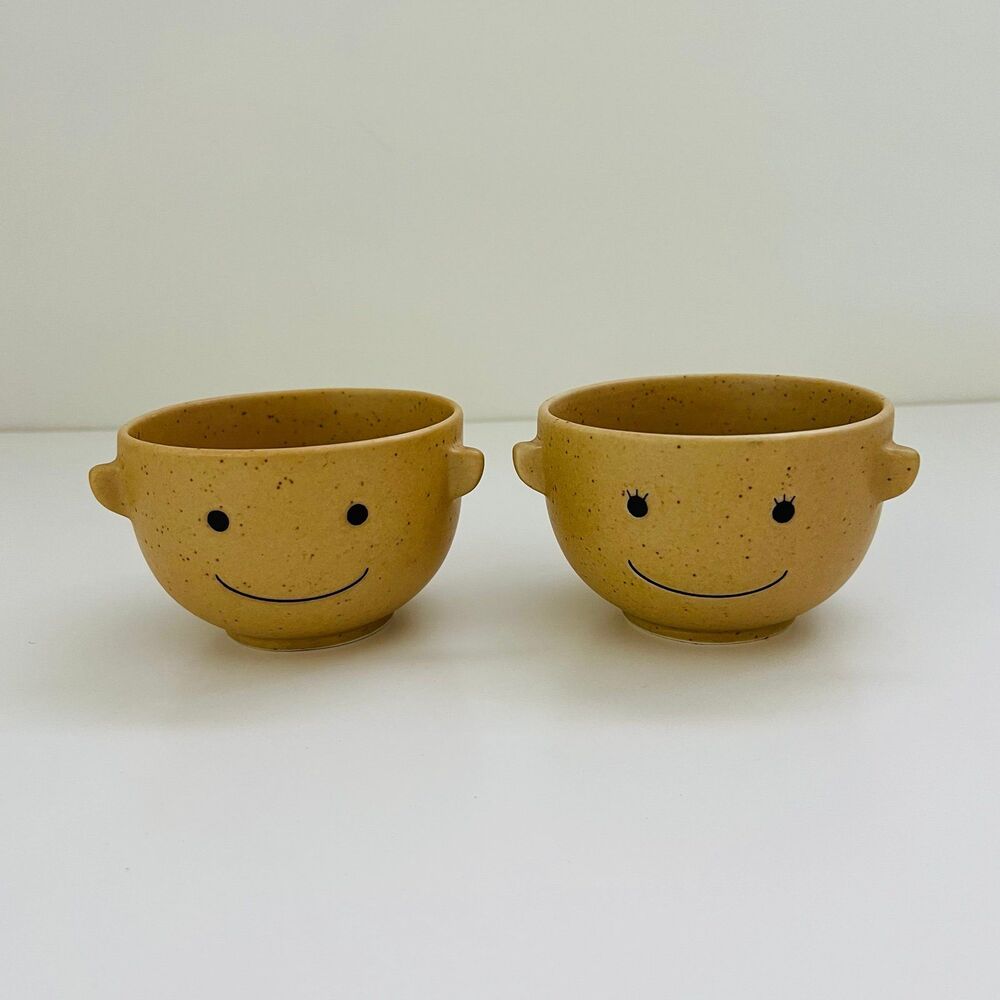 SUN ART Manpuku Series Speckled Beige Glazed Miso Soup Rice Pottery Bowl Set